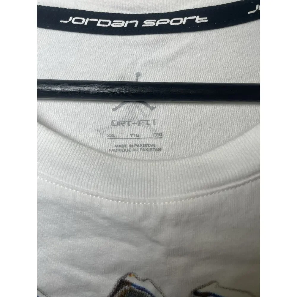 Nike Air Jordan Sport Dri-Fit White Jordan Graphic T-Shirt Men's Size XXL